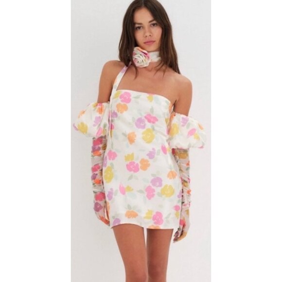 For Love And Lemons Coquette Girl Hazel Floral Romantic Mini Dress Size XS NEW - Picture 6 of 16